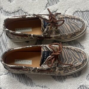Sperry Brown Animal Print with sequins Boat Shoes